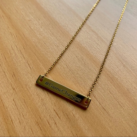 Dainty Gold Horizontal Bar "GameChanger" Necklace - Picture 2 of 5